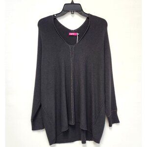 Ecla Women's Grey V-Neck Pullover Sweater W/Sparkle Detailing Size XL
